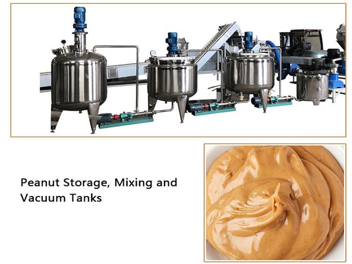Peanut storage, mixing and vacuum tanks